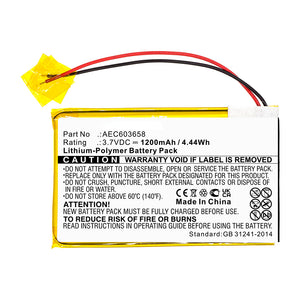 Batteries N Accessories BNA-WB-P15736 Equipment Battery - Li-Pol, 3.7V, 1200mAh, Ultra High Capacity - Replacement for BW AEC603658 Battery