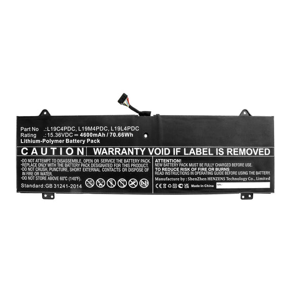 Batteries N Accessories BNA-WB-P12513 Laptop Battery - Li-Pol, 15.36V, 4600mAh, Ultra High Capacity - Replacement for Lenovo L19C4PDC Battery