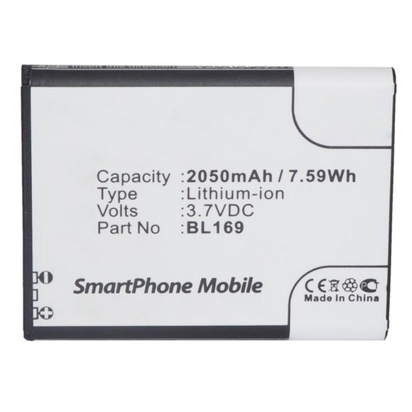 Batteries N Accessories BNA-WB-P12231 Cell Phone Battery - Li-Pol, 3.7V, 2050mAh, Ultra High Capacity - Replacement for Lenovo BL169 Battery