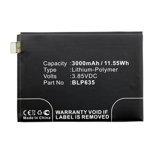 Batteries N Accessories BNA-WB-P14703 Cell Phone Battery - Li-Pol, 3.85V, 3000mAh, Ultra High Capacity - Replacement for OPPO BLP635 Battery