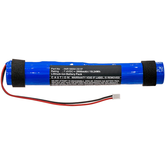 Batteries N Accessories BNA-WB-L15372 Speaker Battery - Li-ion, 7.4V, 2600mAh, Ultra High Capacity - Replacement for Nyne INR18650 2S1P Battery