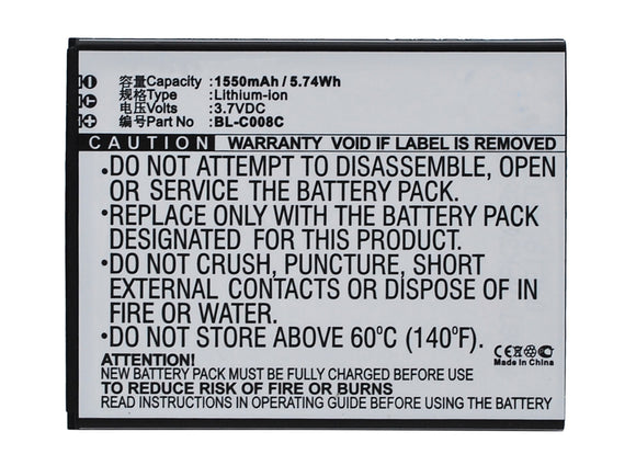 Batteries N Accessories BNA-WB-L3286 Cell Phone Battery - Li-Ion, 3.7V, 1550 mAh, Ultra High Capacity Battery - Replacement for GIONEE BL-C008C Battery
