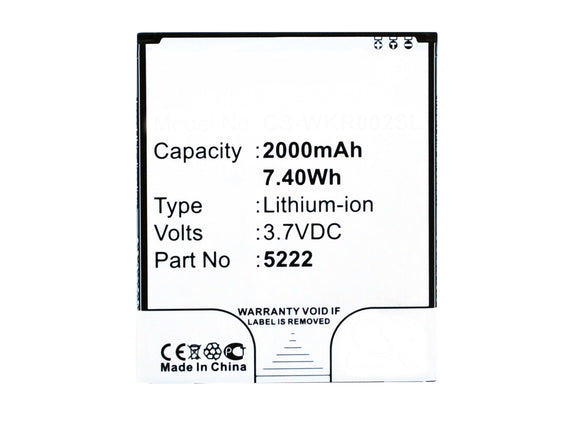 Batteries N Accessories BNA-WB-L3691 Cell Phone Battery - Li-Ion, 3.7V, 2000 mAh, Ultra High Capacity Battery - Replacement for Wiko 5222 Battery