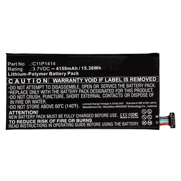 Batteries N Accessories BNA-WB-P11083 Tablet Battery - Li-Pol, 3.7V, 4150mAh, Ultra High Capacity - Replacement for Asus C11P1414 Battery