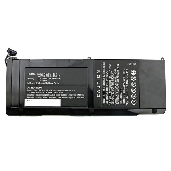 Batteries N Accessories BNA-WB-P10373 Laptop Battery - Li-Pol, 10.95V, 6900mAh, Ultra High Capacity - Replacement for Apple A1297 Battery