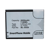 Batteries N Accessories BNA-WB-L11562 Cell Phone Battery - Li-ion, 3.7V, 2050mAh, Ultra High Capacity - Replacement for GIONEE BL-G020 Battery