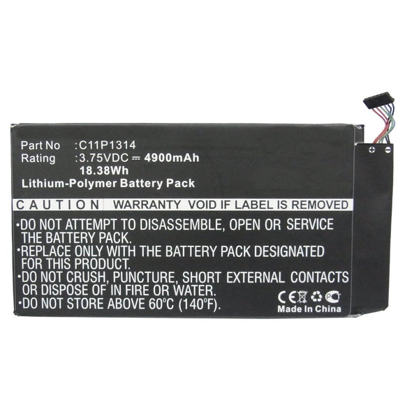 Batteries N Accessories BNA-WB-P11094 Tablet Battery - Li-Pol, 3.75V, 4900mAh, Ultra High Capacity - Replacement for Asus C11P1314 Battery