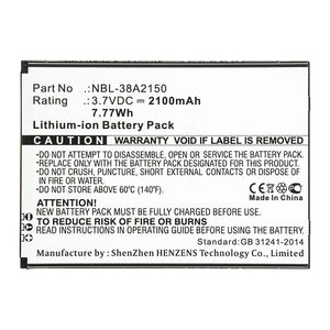 Batteries N Accessories BNA-WB-L13264 Cell Phone Battery - Li-ion, 3.7V, 2100mAh, Ultra High Capacity - Replacement for TP-Link NBL-38A2150 Battery