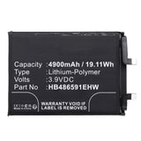 Batteries N Accessories BNA-WB-P18917 Cell Phone Battery - Li-Pol, 3.9V, 4900mAh, Ultra High Capacity - Replacement for Honor HB486591EHW Battery