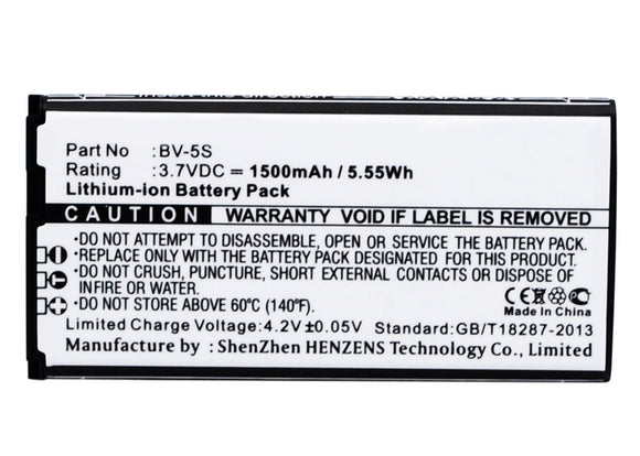 Batteries N Accessories BNA-WB-L3491 Cell Phone Battery - Li-Ion, 3.7V, 1500 mAh, Ultra High Capacity Battery - Replacement for Nokia BV-5S Battery