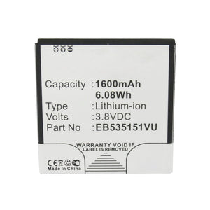 Batteries N Accessories BNA-WB-L12986 Cell Phone Battery - Li-ion, 3.8V, 1600mAh, Ultra High Capacity - Replacement for Samsung EB535151VU Battery