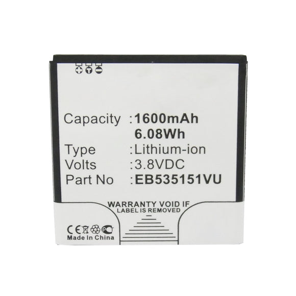 Batteries N Accessories BNA-WB-L12986 Cell Phone Battery - Li-ion, 3.8V, 1600mAh, Ultra High Capacity - Replacement for Samsung EB535151VU Battery