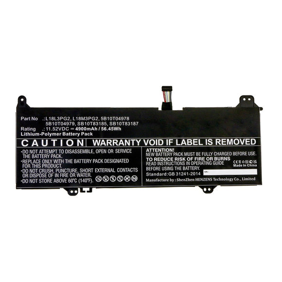 Batteries N Accessories BNA-WB-P12509 Laptop Battery - Li-Pol, 11.52V, 4900mAh, Ultra High Capacity - Replacement for Lenovo L18L3PG2 Battery