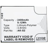 Batteries N Accessories BNA-WB-P11171 Cell Phone Battery - Li-Pol, 3.8V, 2400mAh, Ultra High Capacity - Replacement for Emporia AK-S2 Battery