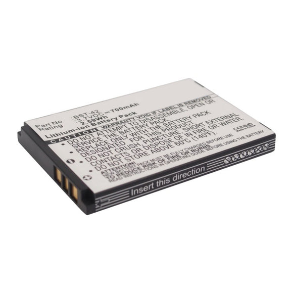 Batteries N Accessories BNA-WB-L17287 Cell Phone Battery - Li-ion, 3.7V, 700mAh, Ultra High Capacity - Replacement for Sony Ericsson  BST-42 Battery