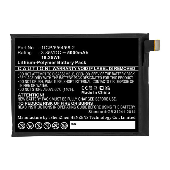 Batteries N Accessories BNA-WB-P13984 Cell Phone Battery - Li-Pol, 3.85V, 5000mAh, Ultra High Capacity - Replacement for UMI 1ICP/5/64/58-2 Battery