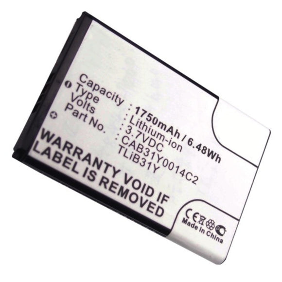 Batteries N Accessories BNA-WB-L3051 Cell Phone Battery - Li-Ion, 3.7V, 1750 mAh, Ultra High Capacity Battery - Replacement for Alcatel CAB31Y0008C2 Battery