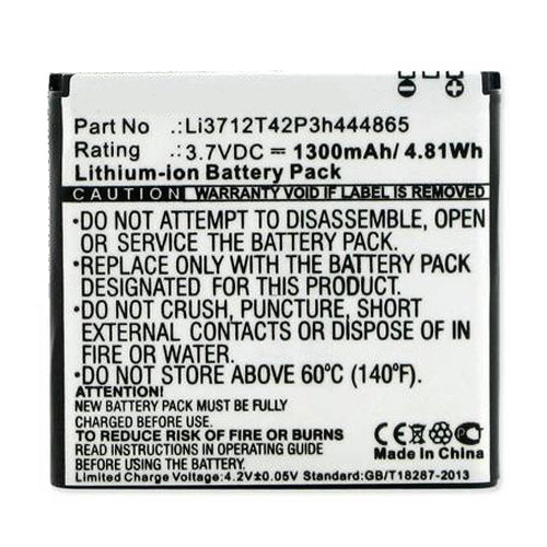 Batteries N Accessories BNA-WB-BLI-1391-1.3 Cell Phone Battery - Li-Ion, 3.7V, 1300 mAh, Ultra High Capacity Battery - Replacement for ZTE LI3713T42P3H444865 Battery