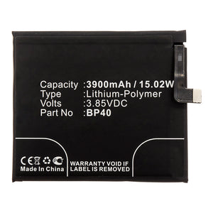 Batteries N Accessories BNA-WB-P14855 Cell Phone Battery - Li-Pol, 3.85V, 3900mAh, Ultra High Capacity - Replacement for Redmi BP40 Battery