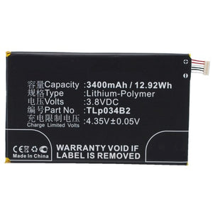 Batteries N Accessories BNA-WB-P3743 Cell Phone Battery - Li-Pol, 3.8, 3400mAh, Ultra High Capacity Battery - Replacement for Alcatel TLp034B1, TLp034B2 Battery