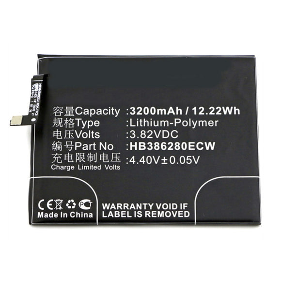 Batteries N Accessories BNA-WB-P3344 Cell Phone Battery - Li-Pol, 3.82V, 3200 mAh, Ultra High Capacity Battery - Replacement for Huawei HB386280ECW Battery