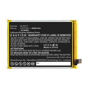 Batteries N Accessories BNA-WB-P14728 Cell Phone Battery - Li-Pol, 3.87V, 4900mAh, Ultra High Capacity - Replacement for OPPO BLP877 Battery