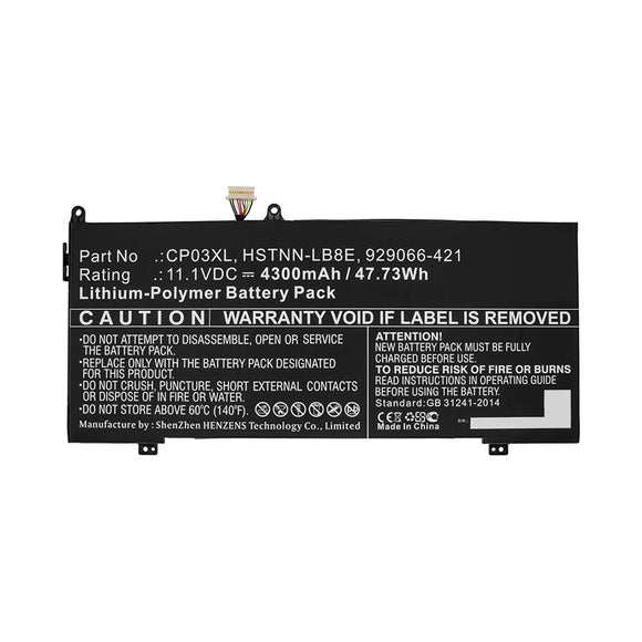 Batteries N Accessories BNA-WB-P11688 Laptop Battery - Li-Pol, 11.1V, 4300mAh, Ultra High Capacity - Replacement for HP CP03XL Battery