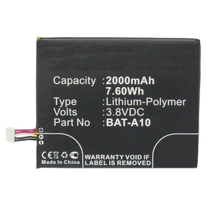 Batteries N Accessories BNA-WB-P9819 Cell Phone Battery - Li-Pol, 3.8V, 2000mAh, Ultra High Capacity - Replacement for Acer BAT-A10 Battery