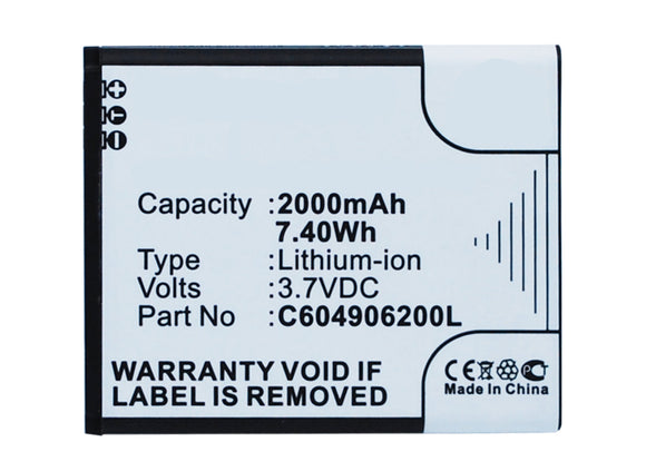 Batteries N Accessories BNA-WB-L3766 Cell Phone Battery - Li-ion, 3.7, 2000mAh, Ultra High Capacity Battery - Replacement for Blu C604905200T, C604906200L Battery