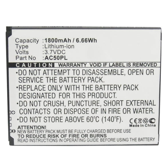 Batteries N Accessories BNA-WB-L3083 Cell Phone Battery - Li-Ion, 3.7V, 1800 mAh, Ultra High Capacity Battery - Replacement for Archos AC50PL Battery