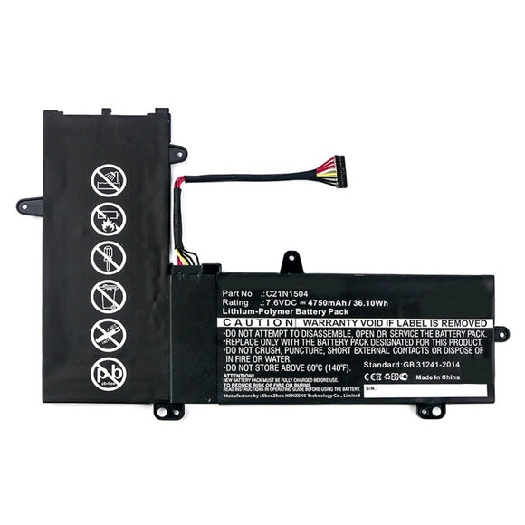 Batteries N Accessories BNA-WB-P10412 Laptop Battery - Li-Pol, 7.6V, 4750mAh, Ultra High Capacity - Replacement for Asus C21N1504 Battery