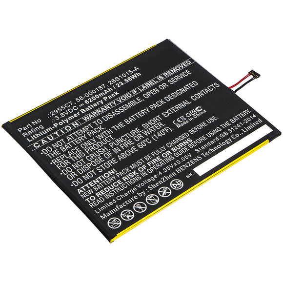 Batteries N Accessories BNA-WB-P9722 Tablet Battery - Li-Pol, 3.8V, 6200mAh, Ultra High Capacity - Replacement for Amazon 26S1015-A Battery