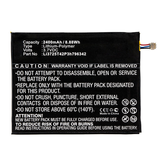 Batteries N Accessories BNA-WB-P14131 Cell Phone Battery - Li-Pol, 3.7V, 2400mAh, Ultra High Capacity - Replacement for ZTE Li3725T42P3h796342 Battery