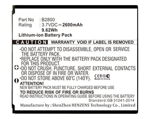 Batteries N Accessories BNA-WB-L17326 Cell Phone Battery - Li-ion, 3.7V, 2600mAh, Ultra High Capacity - Replacement for Highscreen B2800 Battery