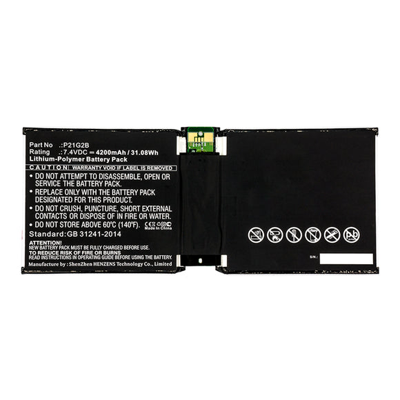 Batteries N Accessories BNA-WB-P16729 Tablet Battery - Li-Pol, 7.4V, 4200mAh, Ultra High Capacity - Replacement for Microsoft P21G2B Battery