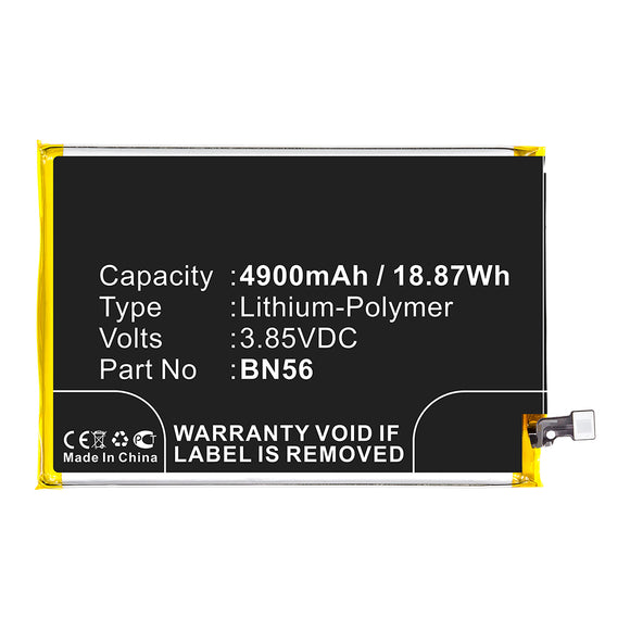 Batteries N Accessories BNA-WB-P14865 Cell Phone Battery - Li-Pol, 3.85V, 4900mAh, Ultra High Capacity - Replacement for Redmi BN56 Battery