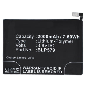 Batteries N Accessories BNA-WB-P3507 Cell Phone Battery - Li-Pol, 3.8V, 2000 mAh, Ultra High Capacity Battery - Replacement for OPPO BLP579 Battery