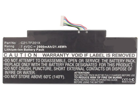 Batteries N Accessories BNA-WB-P8646 Tablets Battery - Li-Pol, 7.4V, 2900mAh, Ultra High Capacity Battery - Replacement for Asus C21-TF201X Battery