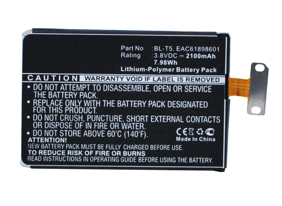 Batteries N Accessories BNA-WB-P3843 Cell Phone Battery - Li-Pol, 3.8, 2100mAh, Ultra High Capacity Battery - Replacement for LG BL-T5, EAC61898601 Battery