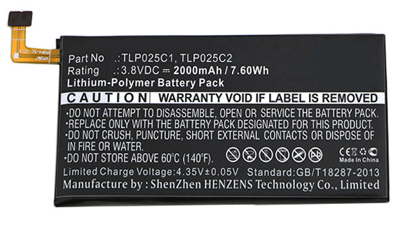 Batteries N Accessories BNA-WB-P3050 Cell Phone Battery - Li-Pol, 3.8V, 2000 mAh, Ultra High Capacity Battery - Replacement for Alcatel TLP025C1 Battery