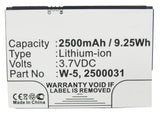 Batteries N Accessories BNA-WB-L1551 Wifi Hotspot Battery - Li-Ion, 3.7V, 2500 mAh, Ultra High Capacity Battery - Replacement for AT&T W-5 Battery