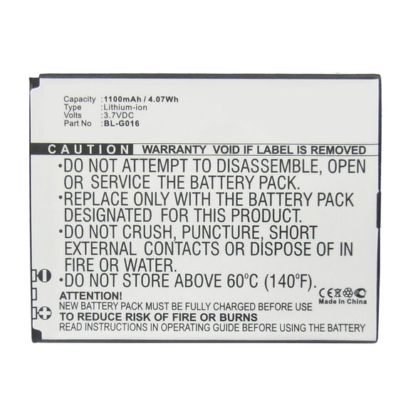 Batteries N Accessories BNA-WB-L11543 Cell Phone Battery - Li-ion, 3.7V, 1100mAh, Ultra High Capacity - Replacement for GIONEE BL-G016 Battery