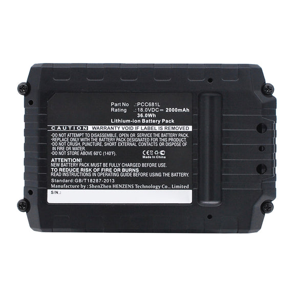 Batteries N Accessories BNA-WB-L15329 Power Tool Battery - Li-ion, 18V, 2000mAh, Ultra High Capacity - Replacement for Porter Cable PCC680L Battery