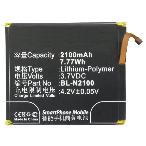 Batteries N Accessories BNA-WB-P3288 Cell Phone Battery - Li-Pol, 3.7V, 2100 mAh, Ultra High Capacity Battery - Replacement for GIONEE BL-N2100 Battery