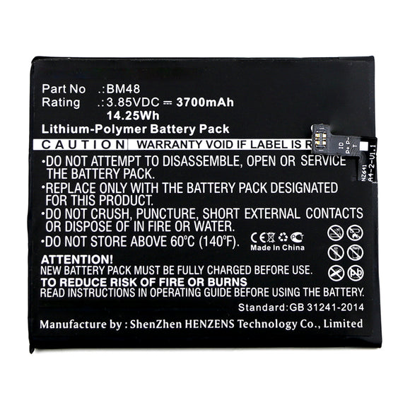 Batteries N Accessories BNA-WB-P14904 Cell Phone Battery - Li-Pol, 3.85V, 3700mAh, Ultra High Capacity - Replacement for Xiaomi BM48 Battery
