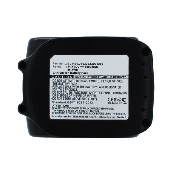 Batteries N Accessories BNA-WB-L6341 Power Tools Battery - Li-Ion, 14.4V, 6000 mAh, Ultra High Capacity Battery - Replacement for Makita 194065-3 Battery