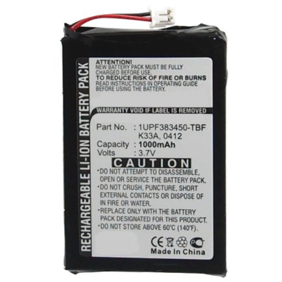 Batteries N Accessories BNA-WB-L8888-PL Player Battery - Li-ion, 3.7V, 1000mAh, Ultra High Capacity - Replacement for Toshiba 1UPF383450-830 Battery