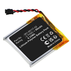 Batteries N Accessories BNA-WB-P18210 Smartwatch Battery - Li-Pol, 3.7V, 90mAh, Ultra High Capacity - Replacement for Garmin 361-00117-02 Battery