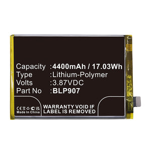 Batteries N Accessories BNA-WB-P16802 Cell Phone Battery - Li-Pol, 3.87V, 4400mAh, Ultra High Capacity - Replacement for OPPO BLP907 Battery