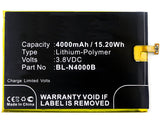 Batteries N Accessories BNA-WB-P11555 Cell Phone Battery - Li-Pol, 3.8V, 4000mAh, Ultra High Capacity - Replacement for GIONEE BL-N4000B Battery